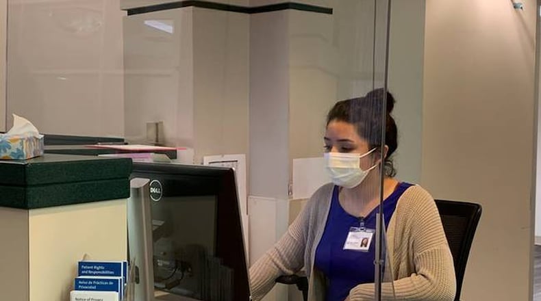 Miami Valley Hospital installed face shields at all patient registration and visitor areas throughout the facility to help protect against COVID-19./Contributed