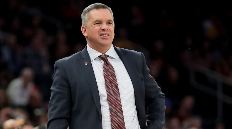 NEW YORK, NY - JANUARY 20: Head coach Chris Holtmann of the Ohio State Buckeyes looks on from the sideline in the second half against the Minnesota Golden Gophers during their game at Madison Square Garden on January 20, 2018 in New York City. (Photo by Abbie Parr/Getty Images)