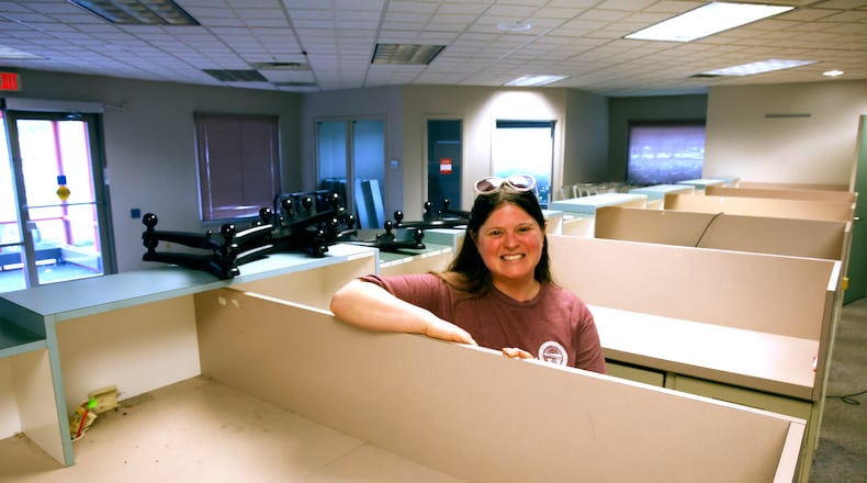 Clark County Clerk of Courts Melissa Tuttle in the future location of the Clark County Title Office in the former Key Bank building at the intersection of South Burnett Road and Lexington Avenue Friday, May 3, 2024. The title office will be moving from its current location in the Southern Village Shopping Center. BILL LACKEY/STAFF