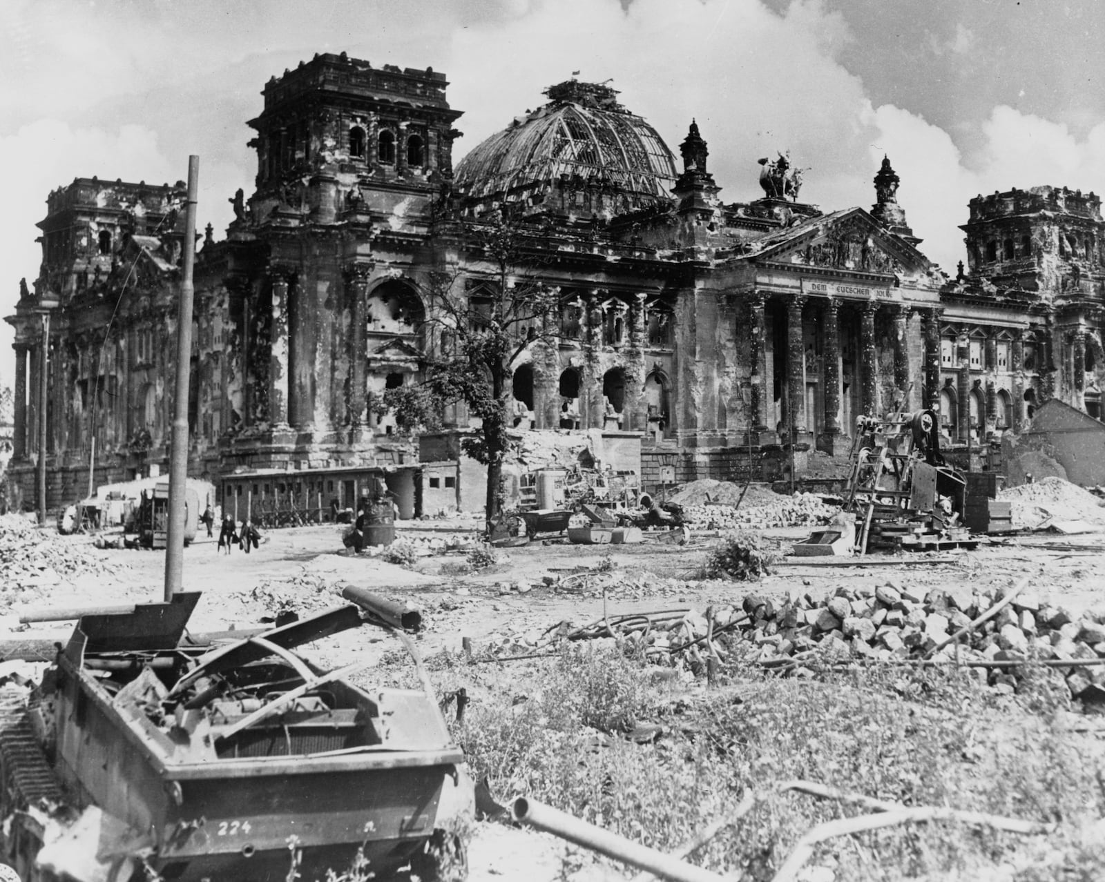 FILE - A view of the burned-out ruins of the German Reichstag in Berlin in this photo from August 1945, three months after the Nazis surrendered to the Allied Powers on May 8, 1945. (AP Photo, file)