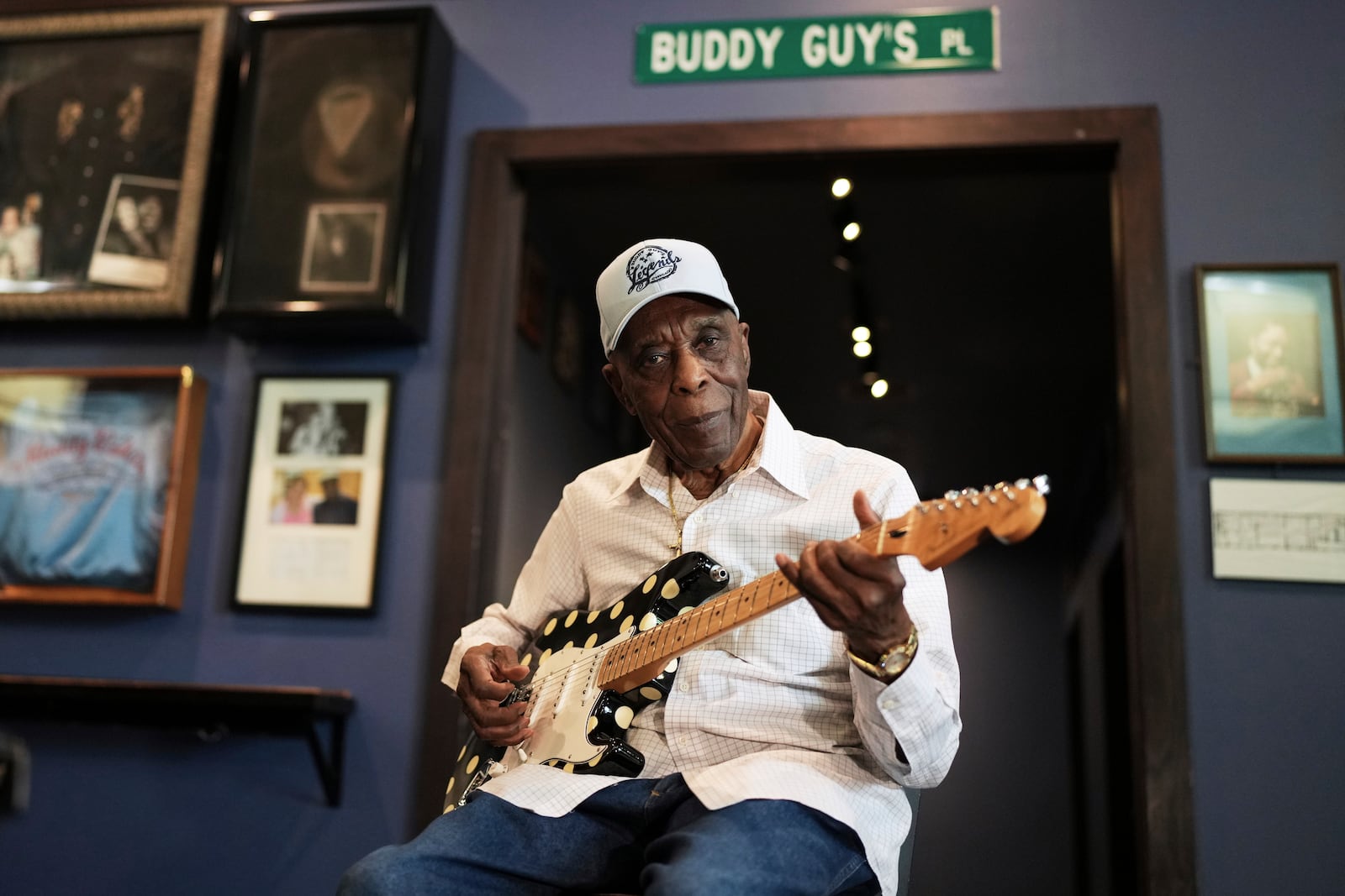 Buddy Guy poses for a portrait at Buddy Guy's Legends in Chicago on Thursday, July 24, 2025. (AP Photo/Nam Y. Huh)