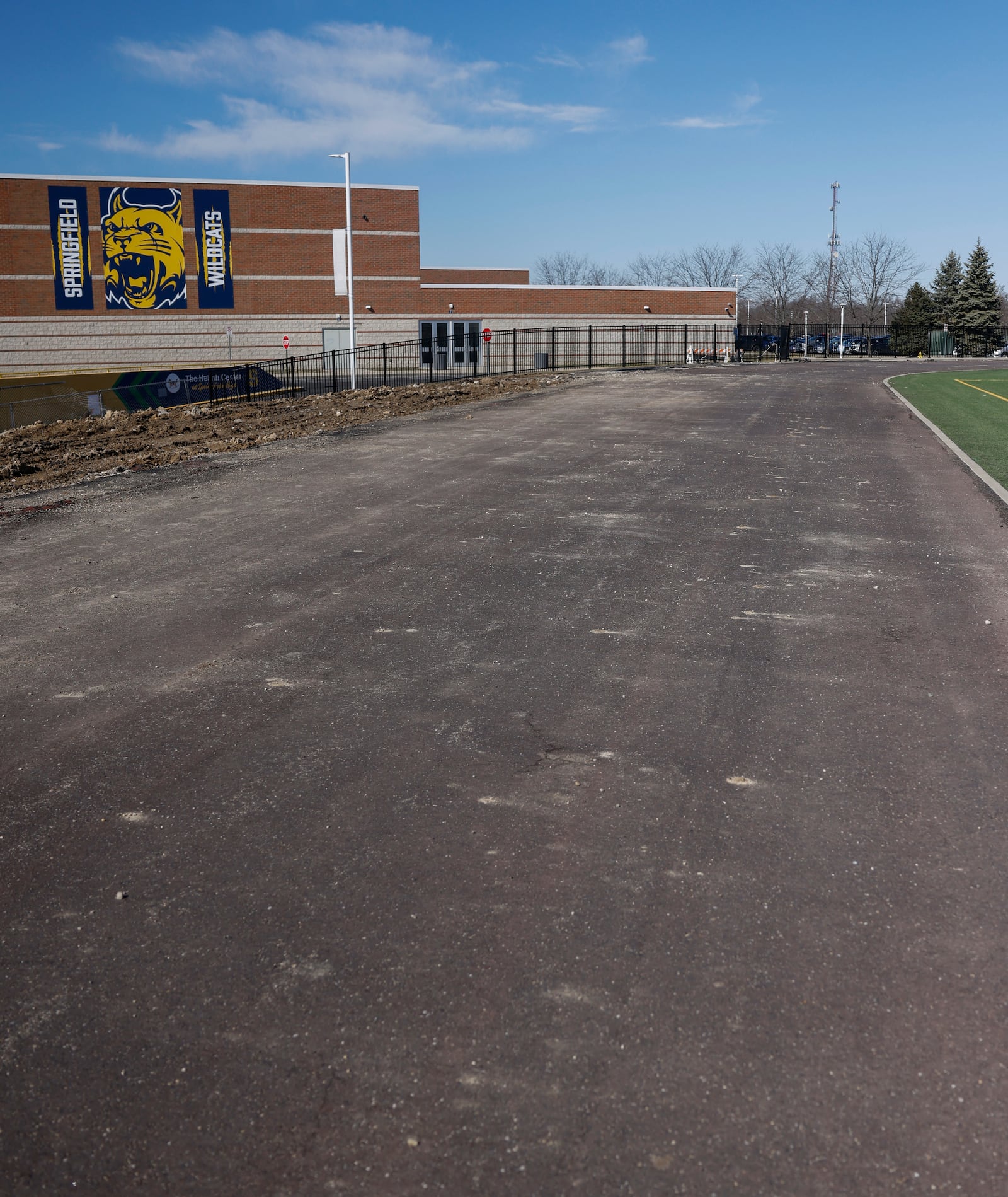 A view of the track that's being reconstructed at Springfield High School on Thursday, Feb. 26, 2026, in Springfield. Renovations of the track, scoreboard and bleachers are scheduled to be done by the end of the summer. JOSEPH COOKE / STAFF