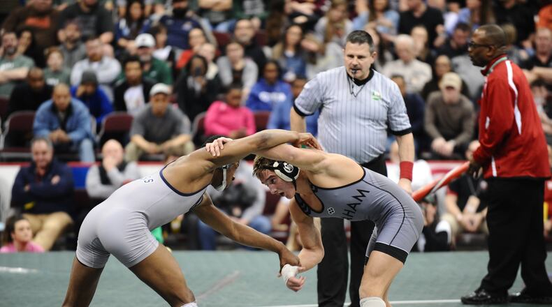 Graham’s Alek Martin during the state team duals last season at St. John Arena in Columbus. Greg Billing/CONTRIBUTED