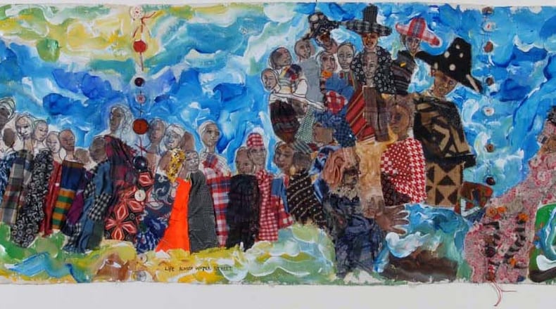 "Life Along Water Street," composed of white paper sewn with buttons, will be among the numerous works in the Springfield Museum of Art's latest exhibition, “Aminah Robinson: Journeys Home, a Visual Memoir” opening Saturday.