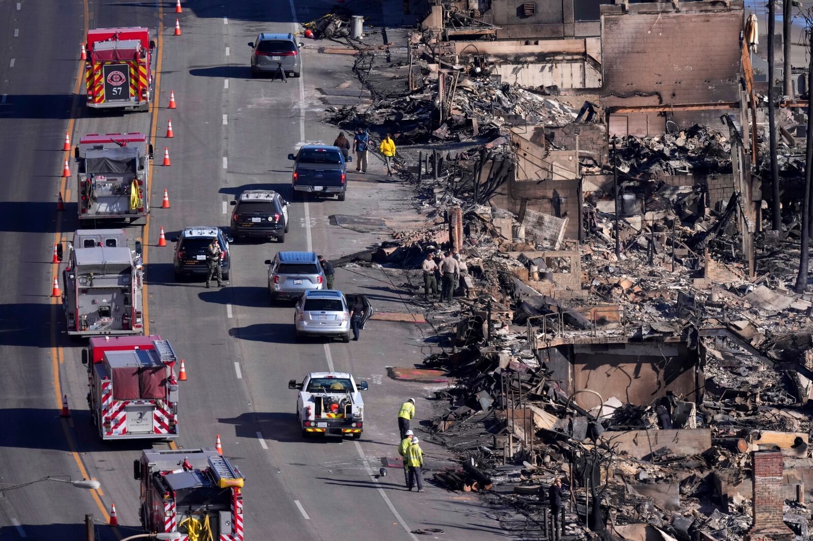FILE - Beachfront properties are burned by the Palisades Fire, Jan. 12, 2025 in Malibu, Calif. (AP Photo/Mark J. Terrill, File)
