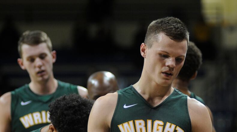 WSU’s Grant Benzinger. Wright State defeated host Toledo 77-69 in a men’s college basketball game on Sat., Dec. 16, 2017. MARC PENDLETON / STAFF
