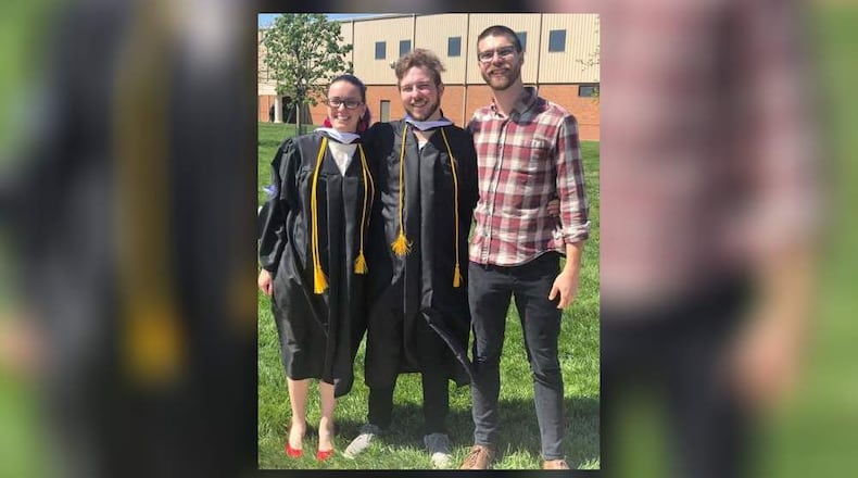 MacPhail-Fausey celebrates graduating from Cedarville University with his wife and brother. Contributed/photo by Ian Macphail-Fausey.