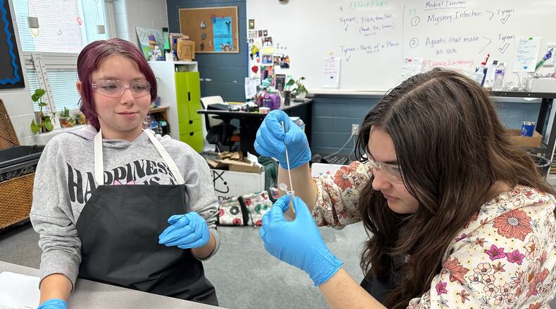 Students are shown in the Medical Detectives class at Roosevelt Middle School, which is new this year through the expansion of the Project Lead the Way programming. Contributed