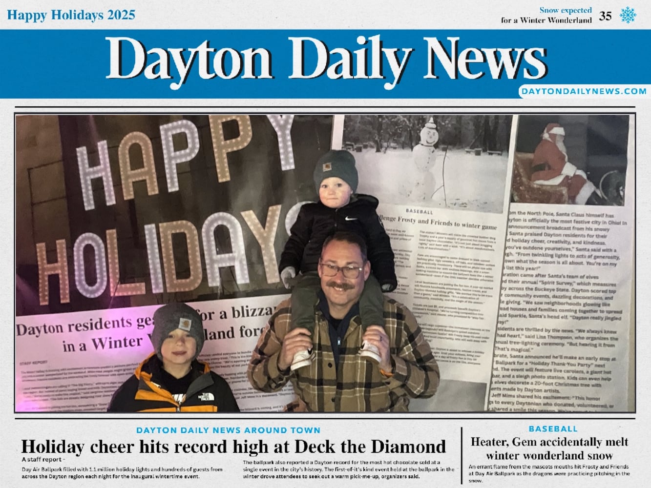 "Front Page News" photo booth photos from Deck the Diamond