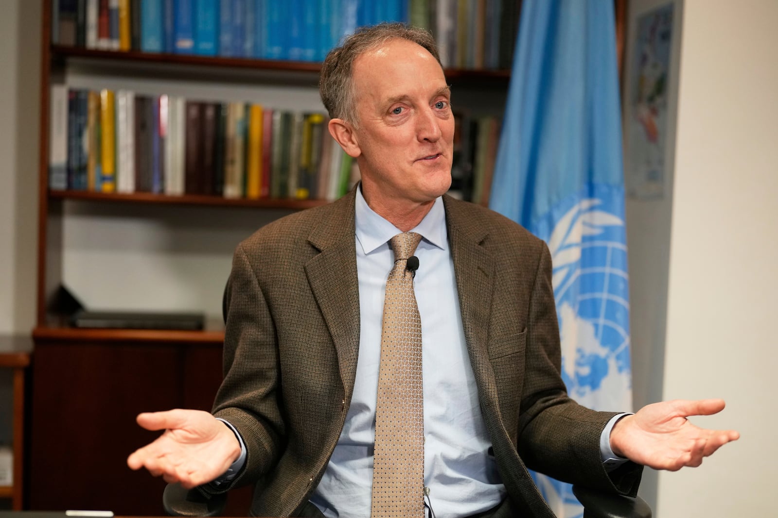 UN High Commissioner for Human Rights in Colombia Scott Campbell gives an interview in Bogota, Colombia, Tuesday, April 29, 2025. (AP Photo/Fernando Vergara)