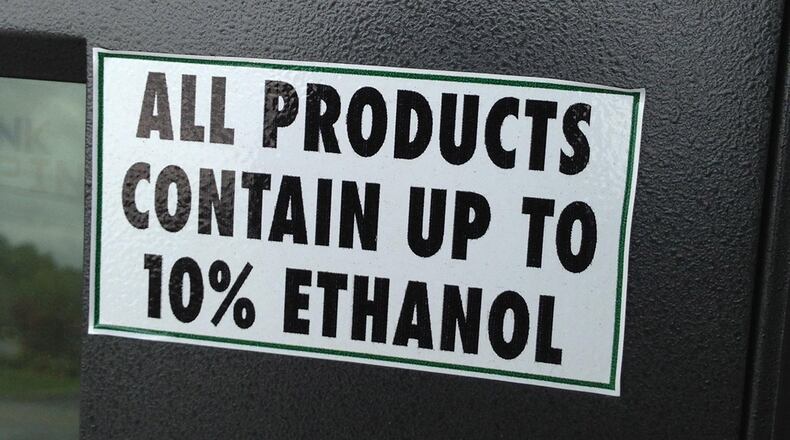 Most fuel pumps have a sign posted showing that the gasoline contains up to 10 percent ethanol. James Halderman photo