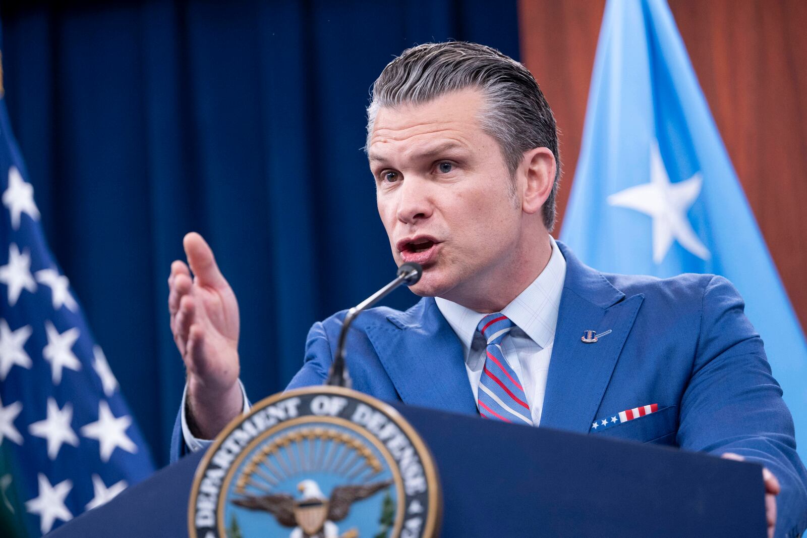 Defense Secretary Pete Hegseth speaks during a news conference at the Pentagon, Thursday, June 26, 2025 in Washington. (AP Photo/Kevin Wolf)