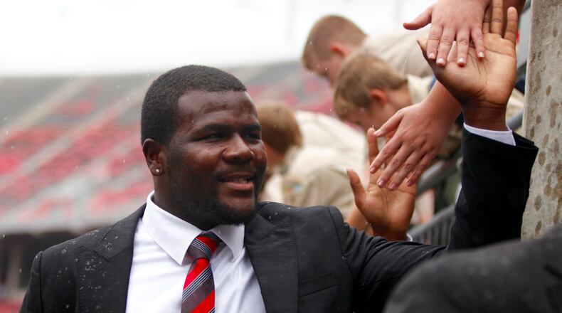 Ohio State's Cardale Jones arrives at Ohio Stadium before a game against Northern Illinois on Saturday, Sept. 19, 2015, at Ohio Stadium. David Jablonski/Staff