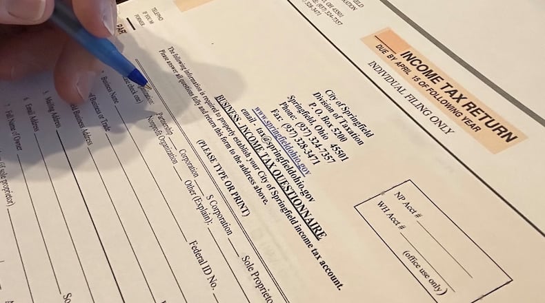 Springfield city income tax documents