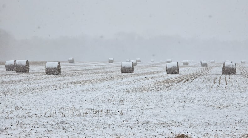 Snow fell in Preble County just after 11 a.m. Dec. 13, 2025. Anywhere from 4-6 inches was expected through a two-day period. NICK GRAHAM/STAFF