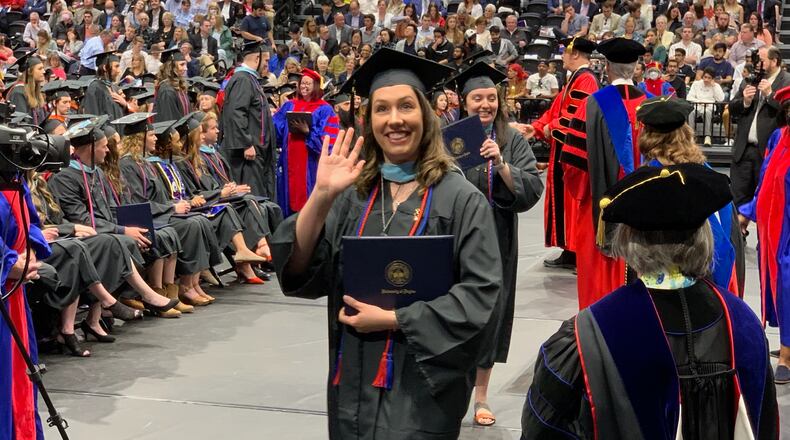 The University of Dayton awarded 1,655 undergraduate degrees this morning during a ceremony at the UD Arena. Ed Richter/Staff Photo