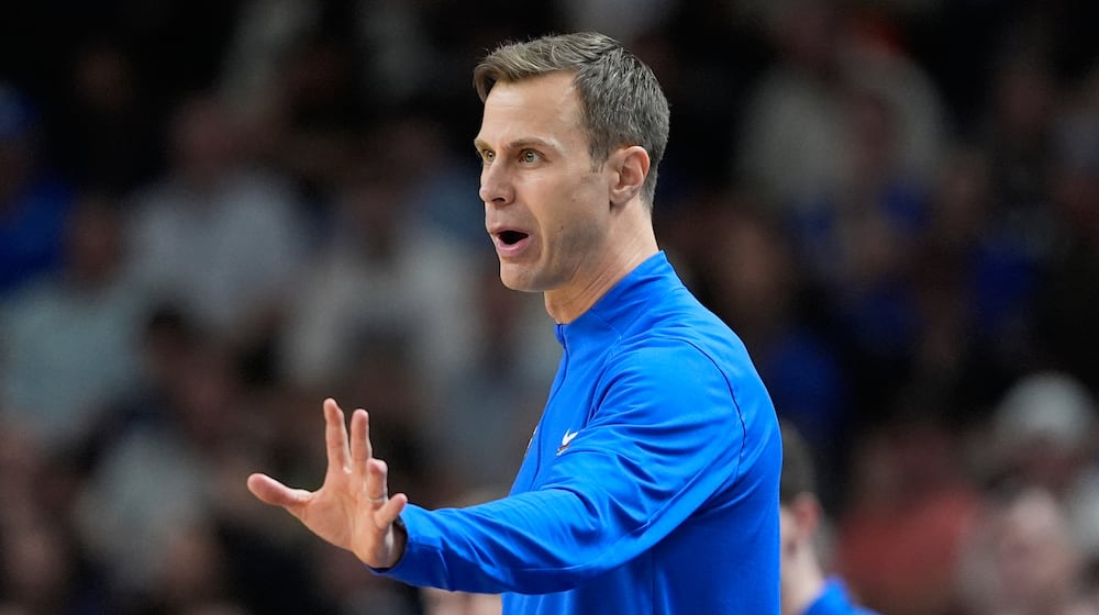 Duke head coach Jon Scheyer during the second half in the second round of the NCAA college basketball tournament, Saturday, March 21, 2026, in Greenville, S.C. (AP Photo/Brynn Anderson)