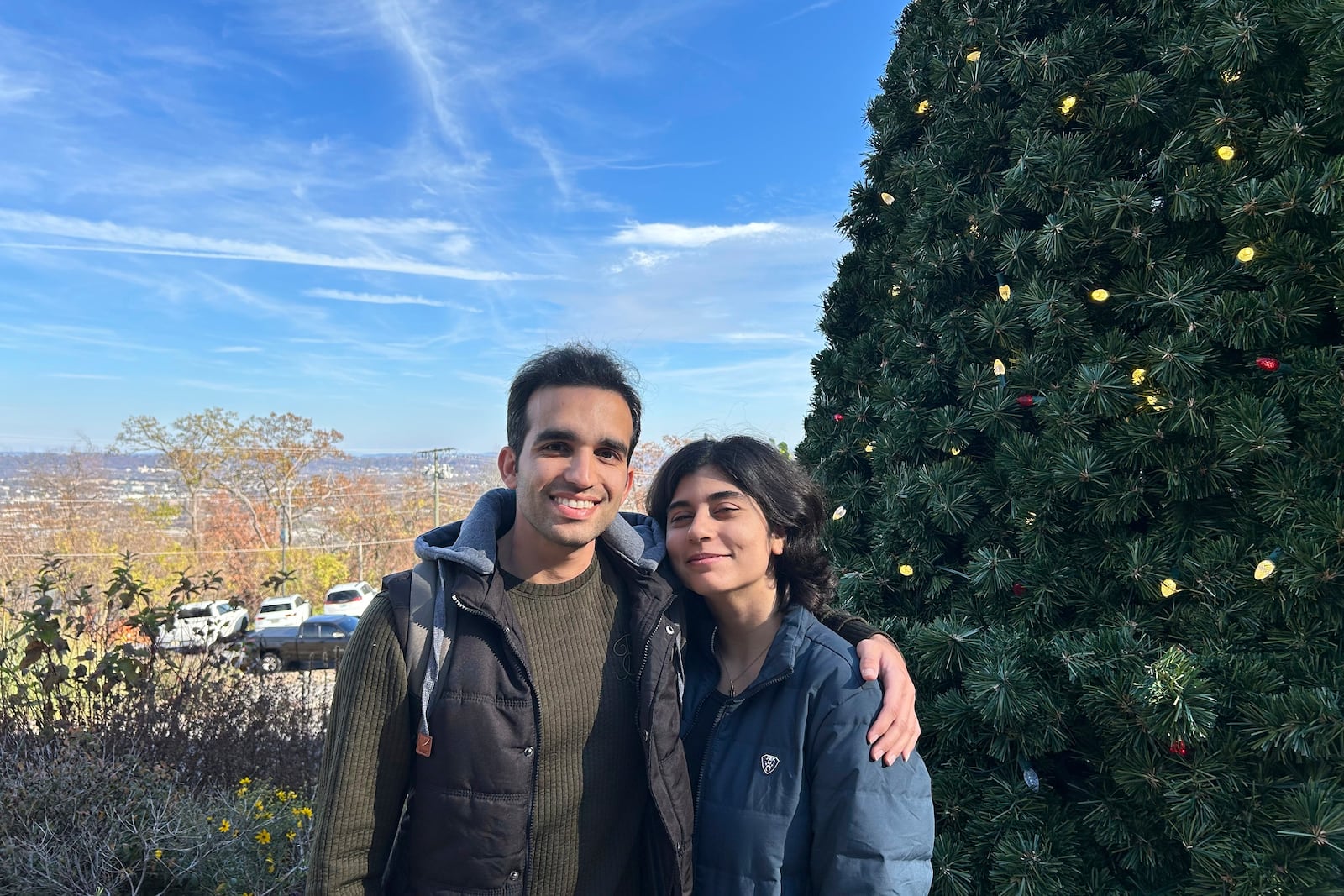 This undated photo provided by Sama Ebrahimi Bajgani in May 2025 shows her and her fiance, Alireza Doroudi, who was detained by immigration officials in March 2025. (Courtesy Sama Ebrahimi Bajgani via AP)
