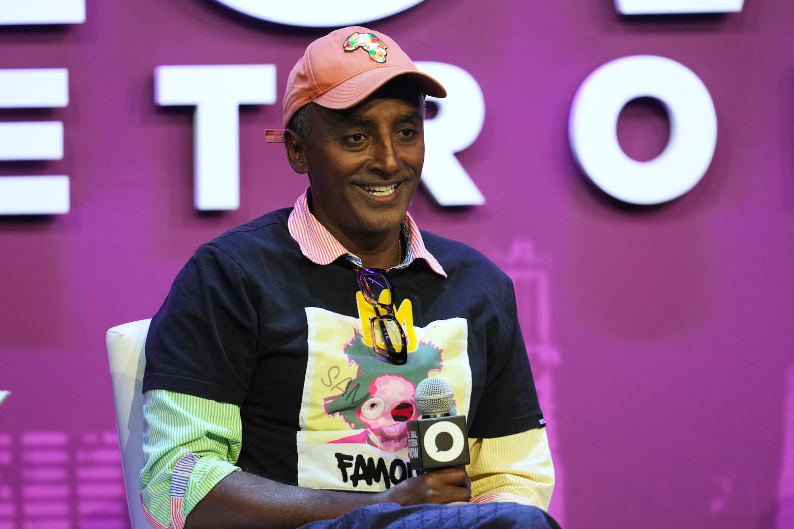 Marcus Samuelsson, chef, restaurateur and television personality, speaks at a Global Citizen NOW event in Detroit, Thursday, July 10, 2025. (AP Photo/Paul Sancya)