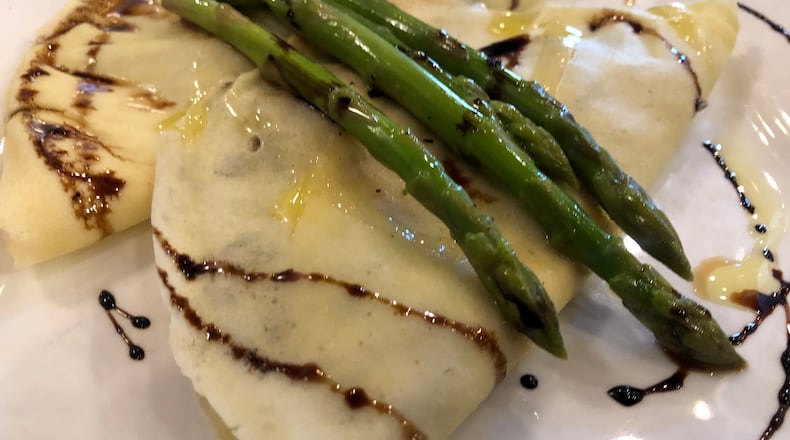 Mushroom ragu crepes at Cobblestone Village Cafe, Home Interiors and Gifts, 10 North Main St. in downtown Waynesville.