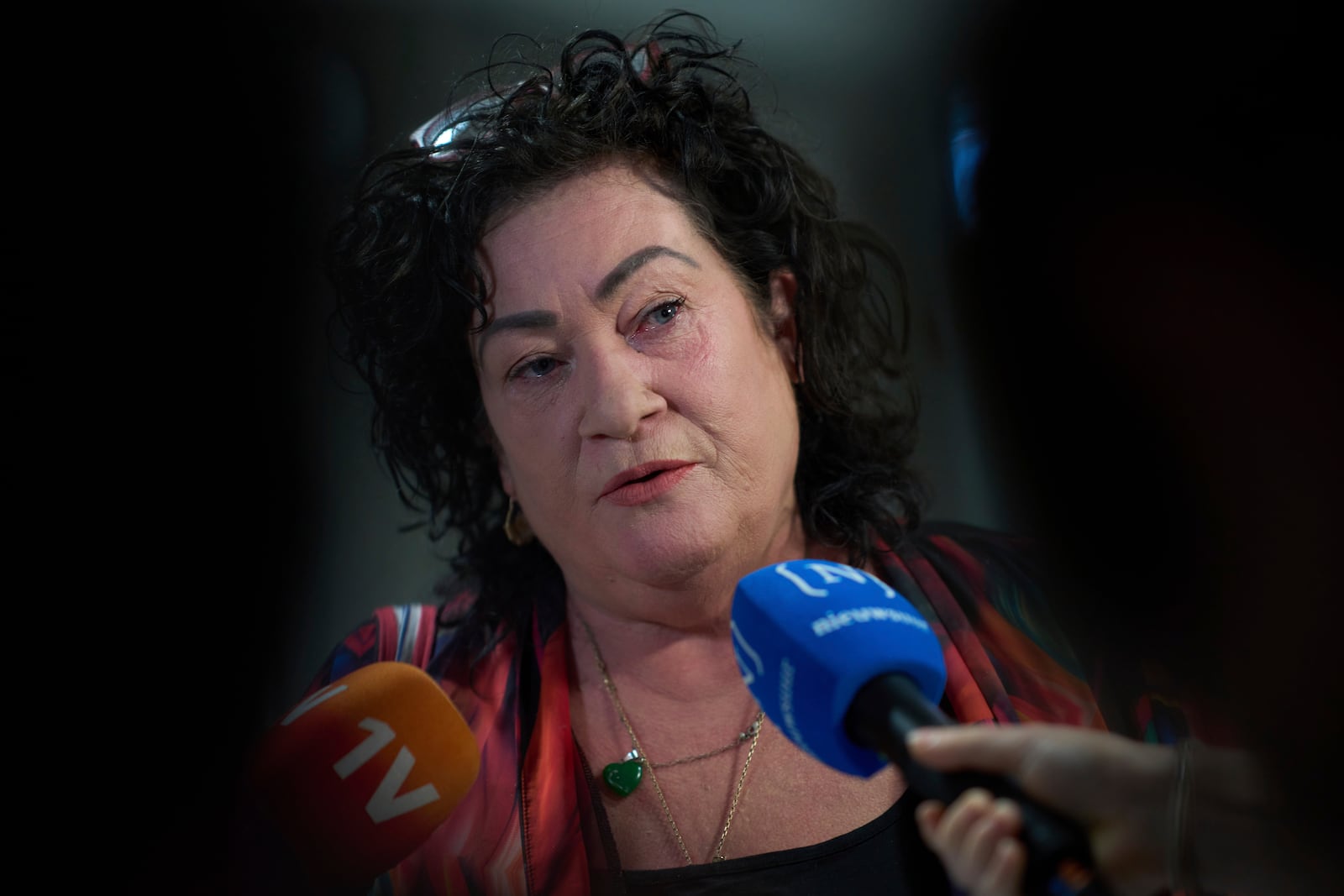 Caroline van der Plas, leader of the populist Farmers Citizens Movement party, arrives for a meeting in The Hague, Netherlands, Tuesday, June 3, 2025, to discuss demands of far-right lawmaker Geert Wilders for a swift crack down on migration. (AP Photo/Peter Dejong)