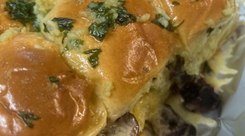 These Red-Wine Mushroom Sliders with Gouda Cheese are vegetarian sliders are filled with a rich red-wine flavor. JANA COLLIER/CONTRIBUTED