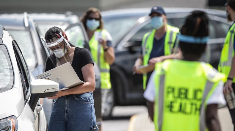 Public Health of Dayton and Montgomery County held it's second pop-up testing at Trotwood Madison High School Friday. This was the second of three. The next testing will by Monday July 20, 2020 at the Montgomery County Fairgrounds from 9am to 4pm. JIM NOELKER/STAFF