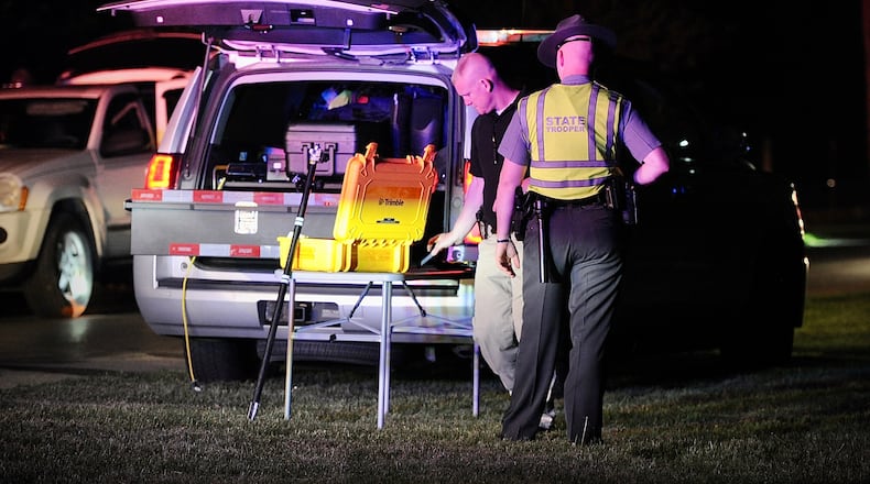 The Ohio state patrol is investigating where two juveniles and a dog were struck by a vehicle on Crabill Road in Green Township Clark County Tuesday night. MARSHALL GORBY \STAFF
