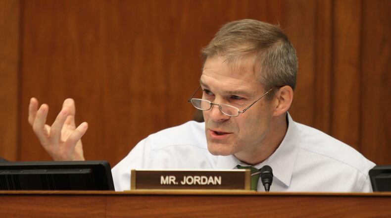 House Committee on Oversight and Government Reform member Rep. Jim Jordan, R-Ohio, speaks on Capitol Hill in Washington, Wednesday, June 15, 2016, during the committee’s hearing to consider a censure or IRS Commissioner John Koskinen. (AP Photo/Lauren Victoria Burke)