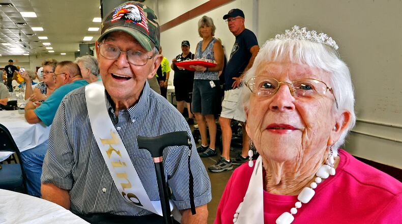 William and Patricia Buck were the King and Queen of the Golden Wedding Anniversary at the Clark County Fair Tuesday, July 25, 2023. William and Patricia have been married for 75 years. BILL LACKEY/STAFF