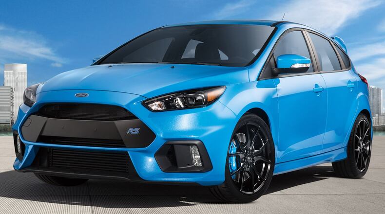 The 2017 Focus RS, the performance version of Ford s successful line of Focus hatchbacks, is fitted with a manual transmission and a 2.3-liter Ecoboost engine that makes a shuddering 350 horsepower and 350 lbs.-ft. of torque. Ford photo