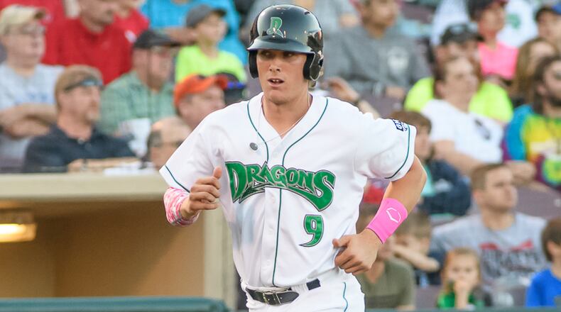 Tyler Stephenson runs to home plate during the third inning of a game against Quad Cities during a game in 2017. FILE PHOTO