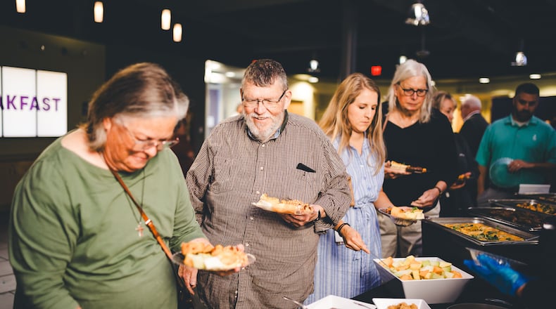 Second Harvest Food Bank’s fourth annual Harvest Breakfast be held from 8 to 10 a.m. on Friday, Sept. 13. Here, guests enjoyed a hot breakfast before the 2023 Harvest Breakfast. Contributed/Photo by Sarah Babcock Studio