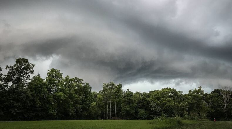 Storms moved into the Miami Valley on Saturday evening in 2020. This photo, taken in Western Montgomery County in Jackson Twp., showed storm clouds. A tornado warning was issued but expired without incident.