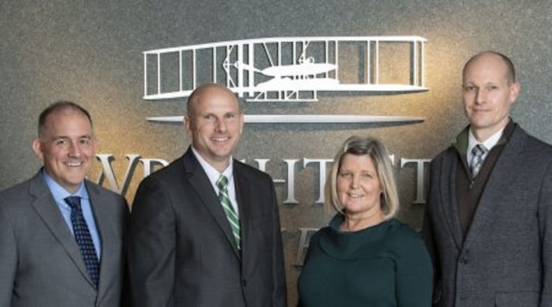 Wright State’s Center for Civics, Culture and Workforce Development staff members Adam Reiman, deputy director; Jason Anderson, executive director; Diane Vitas; and Mike Jacobs, deputy director. Courtesy of Wright State University.