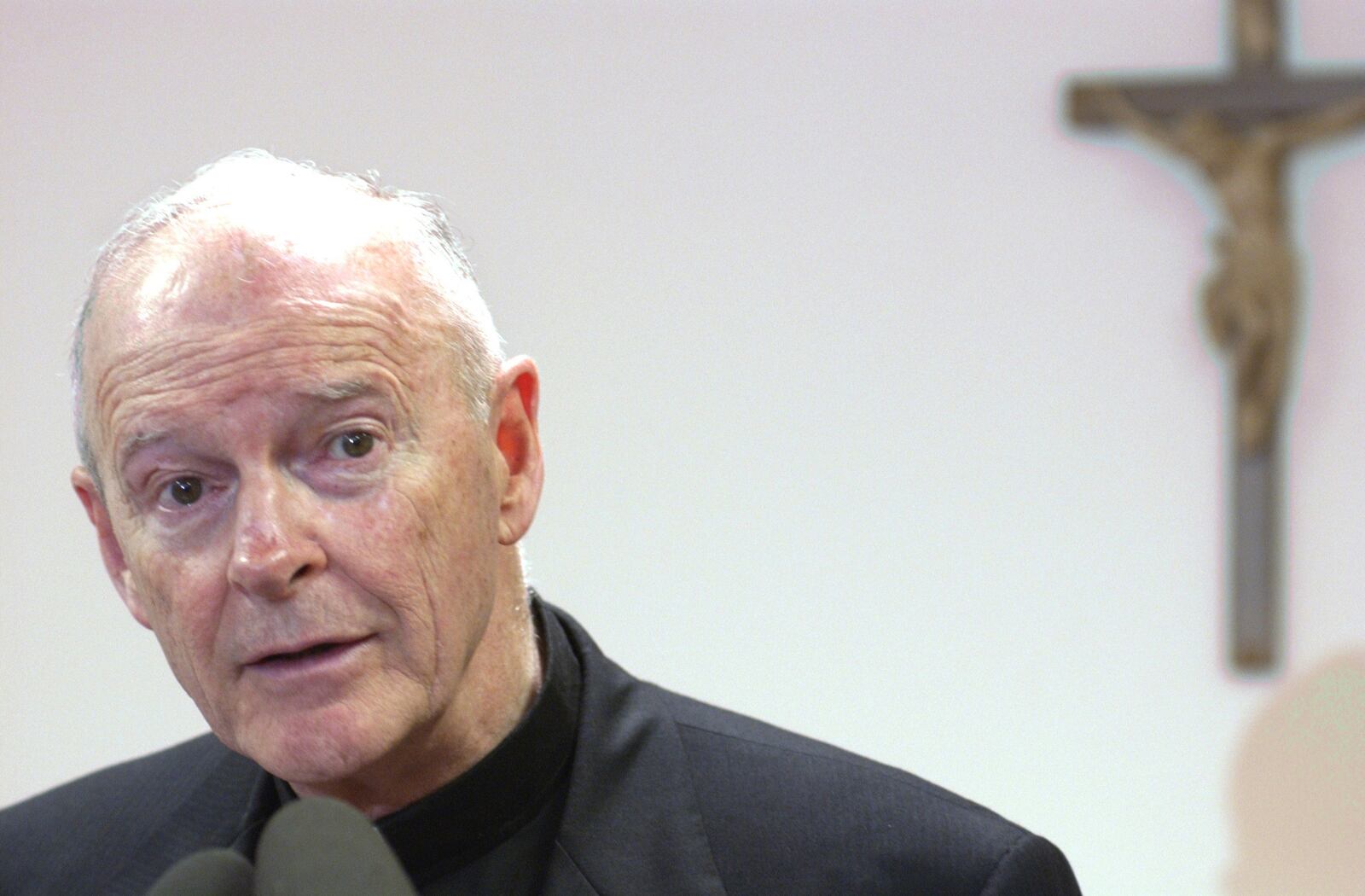 FILE - Cardinal Theodore McCarrick, the Archbishop of Washington announces in Hyattsville, Md. Thursday, July 11, 2002 a new initiative to protect children from sexual abuse. (AP Photo/Jacqueline Roggenbrodt, File)