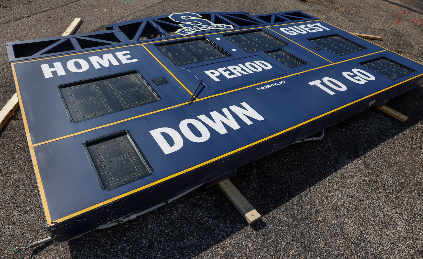 A view of the scoreboard that's being reconstructed at Springfield High School on Thursday, Feb. 26, 2026, in Springfield. Renovations of the track, scoreboard and bleachers are scheduled to be done by the end of the summer. JOSEPH COOKE / STAFF