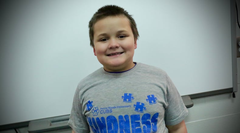 Student at Perrin Woods Elementary School were given a ‘Kindness’ shirt this month as a nod to Autism Awareness month.