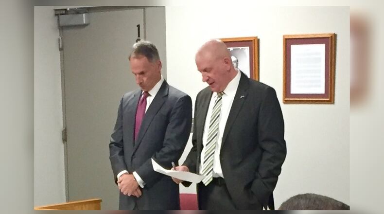 Patrick J. O’Donnell appears in Logan County Common Pleas Court on Monday for his sentencing. Jeff Guerini/Staff