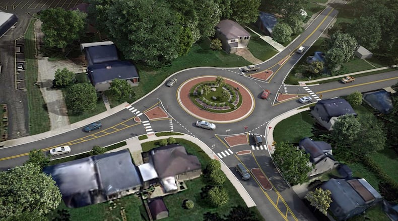 Rendering of proposed roundabout to be installed at North Columbus and East Church streets in Xenia.