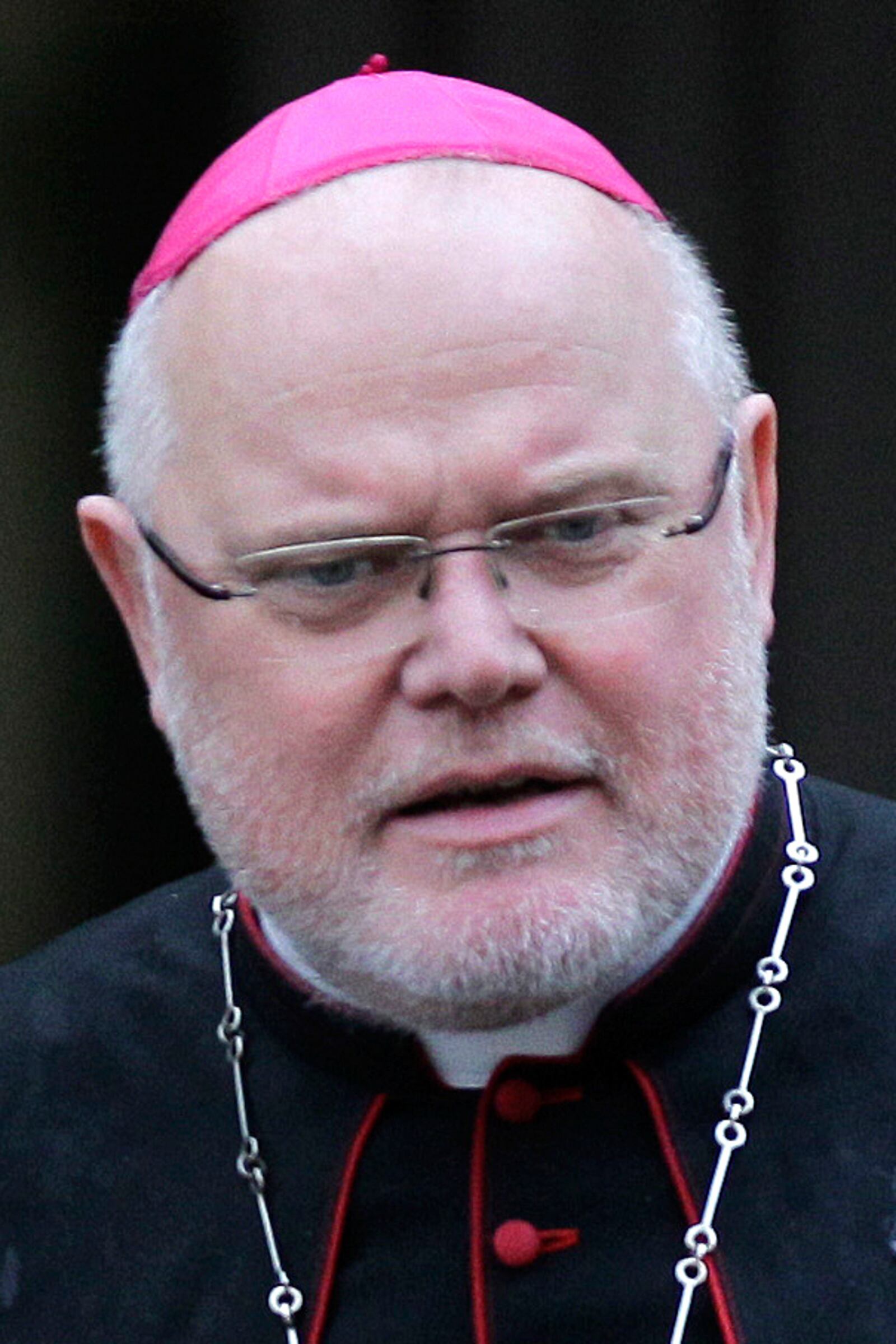 FILE - Munich Archbishop and Freising Reinhard Marx is seen prior to a meeting of cardinals for a day of reflection at the Vatican, Nov. 19, 2010. (AP Photo/Alessandra Tarantino, File)