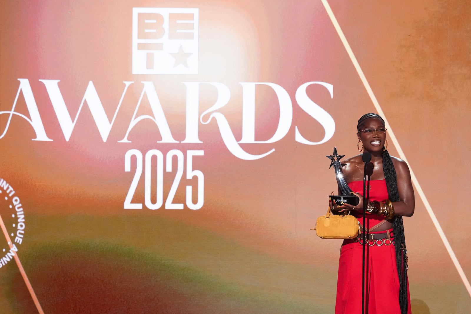 Doechii accepts the award for best female hip hop artist during the BET Awards on Monday, June 9, 2025, at the Peacock Theater in Los Angeles. (AP Photo/Chris Pizzello)