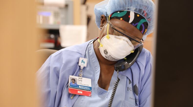 A nurse works at Kettering Health Dayton, formerly Grandview Medical Center in Dayton. Kettering Health has the most online job ads for the Ohio west area, which includes many local counties. CONTRIBUTED