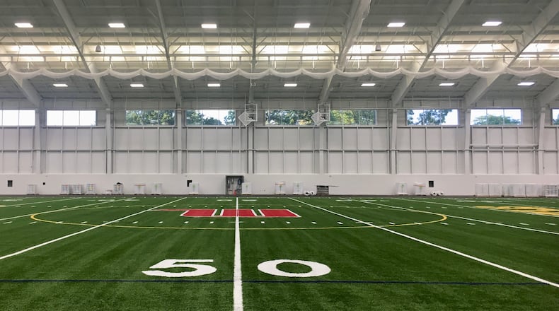 Wittenberg's indoor practice facility, the Steemer, is pictured on Wednesday, Sept. 11, 2019, in Springfield.