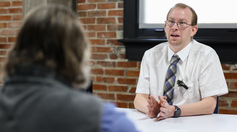 Tim Davis, a former security guard at Fuyao Glass America, talks to the Dayton Daily News about what he saw working there. BRYANT BILLING / STAFF