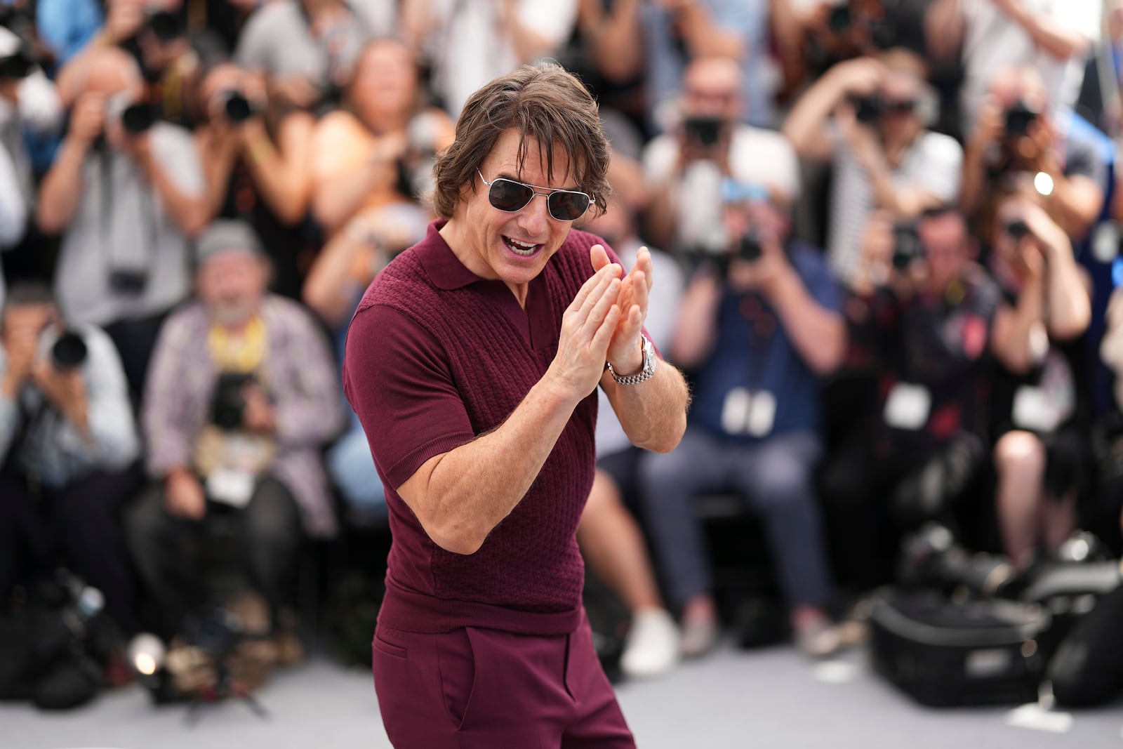 Tom Cruise poses for photographers during the photo call for the film 'Mission: Impossible – The Final Reckoning' at the 78th international film festival, Cannes, southern France, Wednesday, May 14, 2025. (Photo by Scott A Garfitt/Invision/AP)