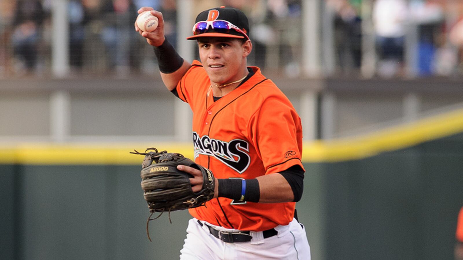 Dayton second baseman Luis Gonzelez throws to first base during the third inning of a game against Quad Cities on Friday night at Fifth Third Field. BRYANT BILLING / CONTRIBUTED