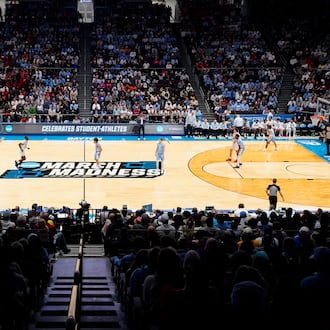San Diego State guard Nick Boyd dribbles during the first half of a First Four college basketball game against North Carolina in the NCAA Tournament, Tuesday, March 18, 2025, in Dayton, Ohio. (AP Photo/Jeff Dean)