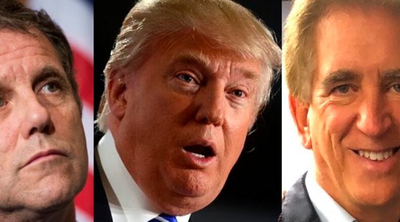 Sherrod Brown, President Donald Trump and Jim Renacci