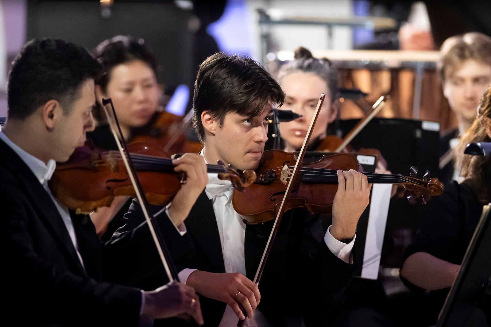 Members of the Vienna Symphony Orchestra perform "The Blue Danube" waltz as it is transmitted into deep space towards Voyager 1. in Vienna, Austria, on Saturday, May 31, 2025. (AP Photo/Denes Erdos)